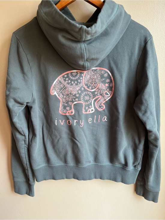 ivory ella Sweaters - Ivory Ella Women’s Small Blue Gray Pink Paisley Elephant Pullover Hoodie